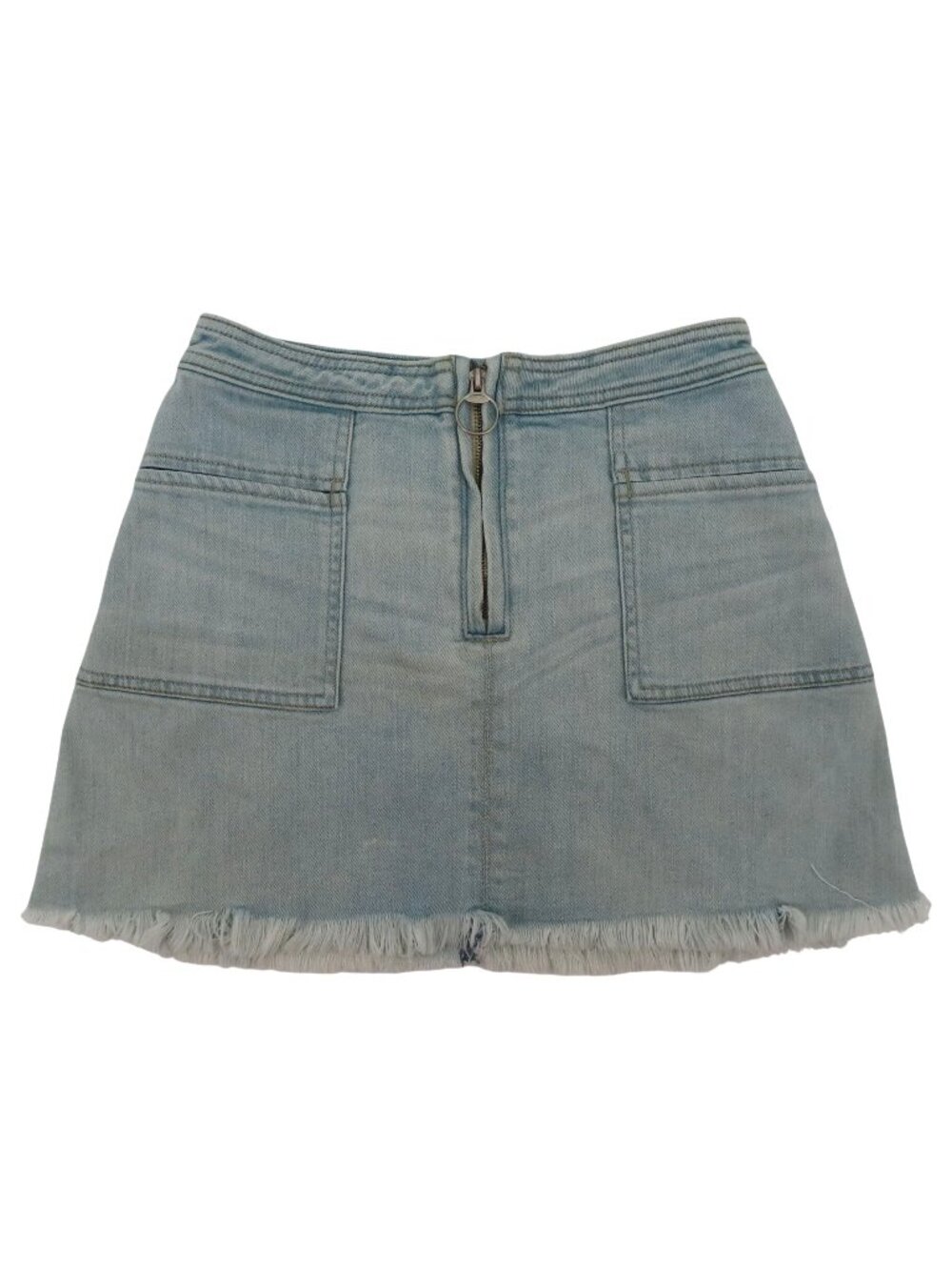 Abercrombie Fitch Women 2 Light Blue Denim Jean Skirt Zip Front Square Pockets